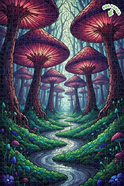 Teona Ahşap لغز خشبي مؤطر بطبقتين من غابة الفطر السحرية 800 قطعة 70x50