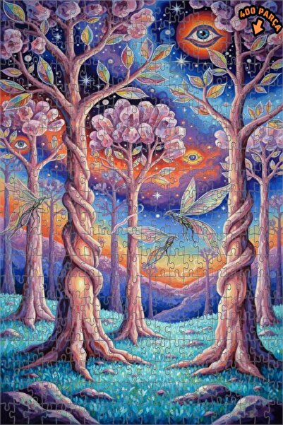 Teona Ahşap لغز خشبي بتصميم عين الغابة السحرية بمظهر الألوان المائية، لغز خشب...