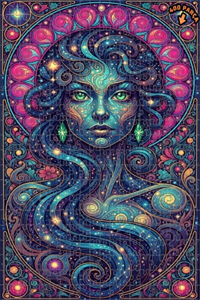 Teona Ahşap لوحة زيتية لصورة امرأة فلكية بمظهر خشبي مؤطر بطبقتين 400 قطعة 35×35