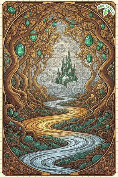 Teona Ahşap لغز خشبي مؤطر بطبقتين من شلال الغابة السحرية 800 قطعة 70x50