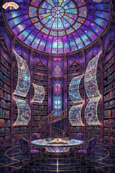 Teona Ahşap مكتبة المجرة السحرية بمظهر اللوحات الزيتية 500 قطعة 50×30