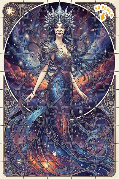 Teona Ahşap Galaxy Queen Oil Painting Look Double Layer Framed Wooden Puzzle ...