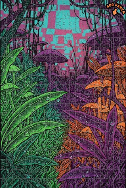 Teona Ahşap لغز خشبي مؤطر بطبقتين من فطر الغابة السحرية 400 قطعة 35x35