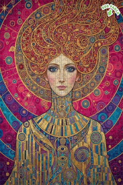 Teona Ahşap لغز خشبي بإطار مزدوج الطبقات بمظهر لوحة زيتية لامرأة من العصر الذ...