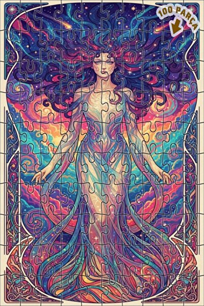 Teona Ahşap لوحة فنية بتأثير الألوان المائية على شكل نغمات السماء، لغز خشبي ب...