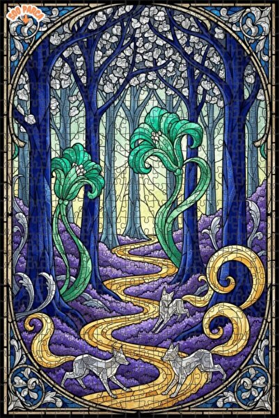 Teona Ahşap لغز خشبي فني من الزجاج الملون على شكل ثعالب الغابة السحرية 500 قط...