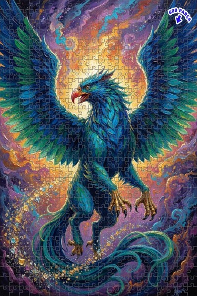 Teona Ahşap لغز خشبي مؤطر بطبقتين بمظهر لوحة زيتية لطائر الفينيق الغامض 600 ق...