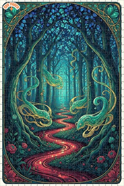 Teona Ahşap لغز خشبي مؤطر بطبقتين من سلسلة روحيات الغابة الغامضة 500 قطعة 50×30