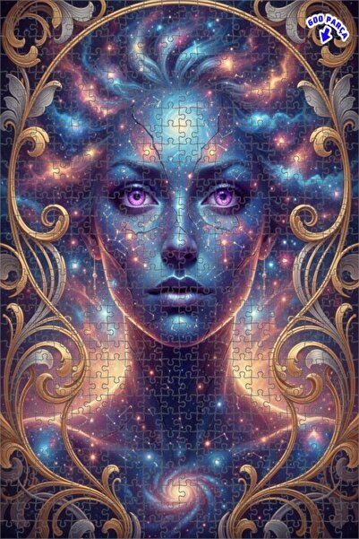 Teona Ahşap Cosmic Woman Galaxy Art Double Layer Framed Wooden Puzzle 600 Pie...