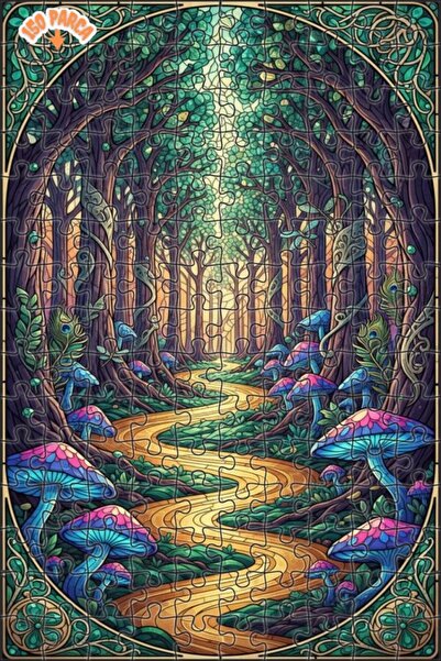 Teona Ahşap لغز خشبي مؤطر بطبقتين من مسار الغابة السحرية 150 قطعة 20x30