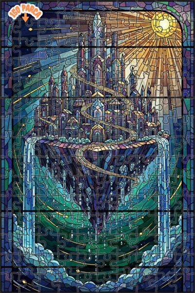 Teona Ahşap لغز خشبي مؤطر بطبقتين بنمط فن الزجاج الملون من مدينة الطائرات وال...