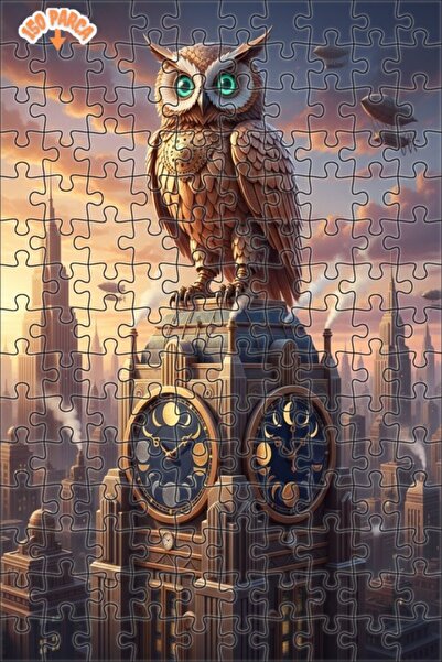 Teona Ahşap Mechanical Owl Double Layer Framed Wooden Puzzle 150 Pieces 20X30