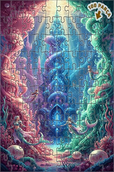 Teona Ahşap لغز خشبي على شكل قلعة حورية البحر بمظهر لوحة زيتية 100 قطعة 25×25
