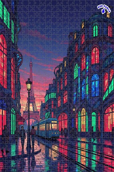 Teona Ahşap لغز خشبي بإطار مزدوج الطبقات بمظهر لوحة زيتية لإضاءات باريس 600 ق...