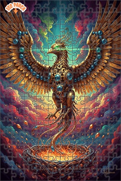 Teona Ahşap Golden Mechanical Phoenix Oil Painting Lookalike Art Puzzle 150 P...