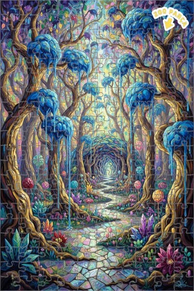 Teona Ahşap لغز خشبي بمظهر لوحة زيتية لطريق الغابة الغامضة 200 قطعة 25×35