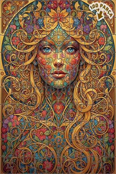 Teona Ahşap لوحة زيتية لصورة امرأة بنمط زهور سحرية، لغز خشبي بإطار مزدوج الطب...