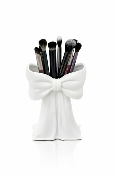 etmo 3d dizayn Pink Makeup Brush Holder with Bow Design |   Desktop Organizer