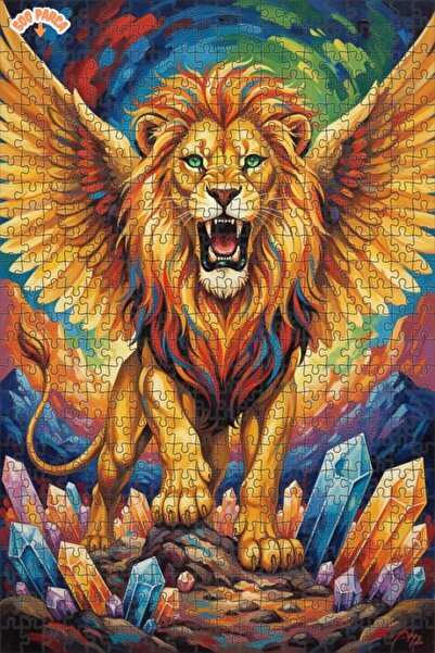 Teona Ahşap لغز خشبي مؤطر بطبقتين بمظهر لوحة زيتية لغابة كريستالية مع أسد مجن...