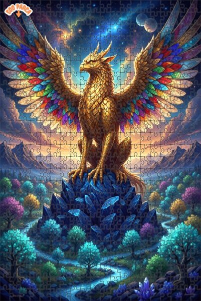 Teona Ahşap Majestic Winged Griffin Fairytale Forest Landscape Double-Decker ...