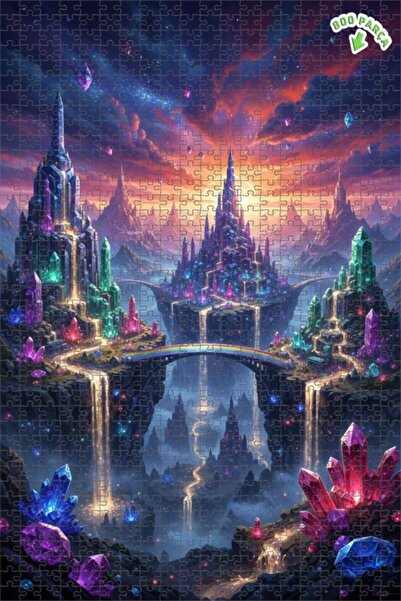 Teona Ahşap لوحة زيتية لمشهد مدينة كريستالية رائعة، لغز خشبي بإطار من طابقين،...