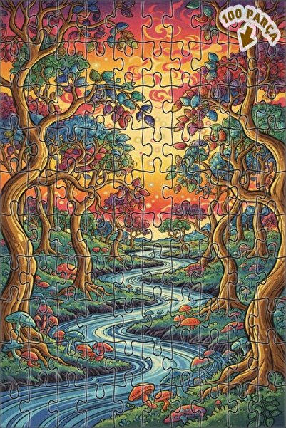 Teona Ahşap لغز خشبي مؤطر بطبقتين من ميستيك أورانج ري، 100 قطعة، 25×25