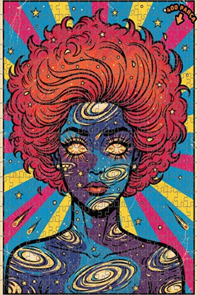 Teona Ahşap Space Woman Galaxy Pattern Double Layer Framed Wooden Puzzle 400 ...