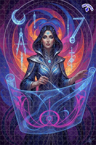 Teona Ahşap لغز خشبي مؤطر بطبقتين بتصميم فني يصور امرأة ساحرة غامضة بمظهر مائ...