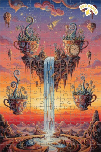 Teona Ahşap لغز خشبي رائع على شكل شلال من أكواب الشاي، مطلي بالزيت، ذو طابقين...