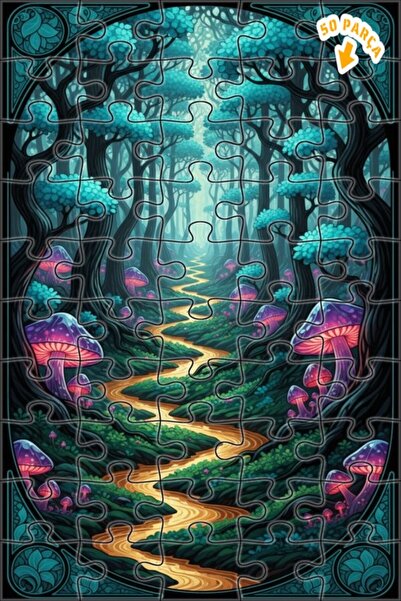 Teona Ahşap لغز خشبي بمظهر لوحة زيتية لجبل الغابة الرائع 50 قطعة 15×25