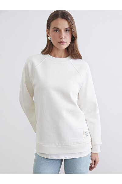 LC Waikiki Hanorac gros pentru femei LCW Comfort, bej, cu gât tip crew, supra...