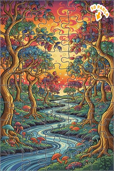 Teona Ahşap لغز خشبي مؤطر بطبقتين من ميستيك أورانج فورست 50 قطعة 15×25