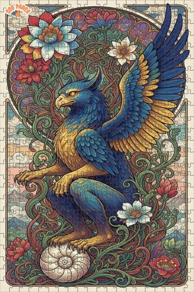 Teona Ahşap لغز خشبي مؤطر بطبقتين من ميستيك جريفون آرت 500 قطعة 50x30