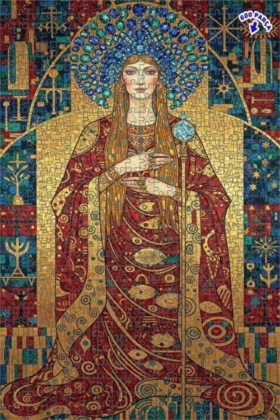 Teona Ahşap لغز خشبي بإطار مزدوج الطبقات على طراز الملكة غوستاف كليمت ذهبي لا...