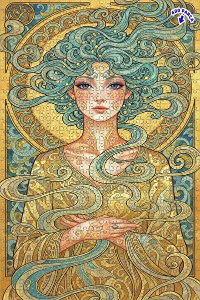 Teona Ahşap لغز خشبي مؤطر بطبقتين بتصميم فني نوو يصور شخصية امرأة بمظهر الألو...