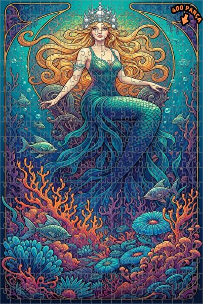 Teona Ahşap لوحة فنية على شكل حورية البحر، لغز خشبي بإطار مزدوج الطبقات، 400 ...