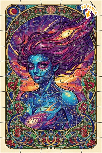 Teona Ahşap لغز فني للنساء بمظهر لوحة زيتية من كوزميك، 50 قطعة، 15×25