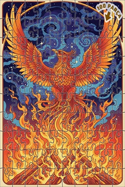 Teona Ahşap لوحة فنية بتأثير الزيت لطائر الفينيق الأحمر 100 قطعة 25×25