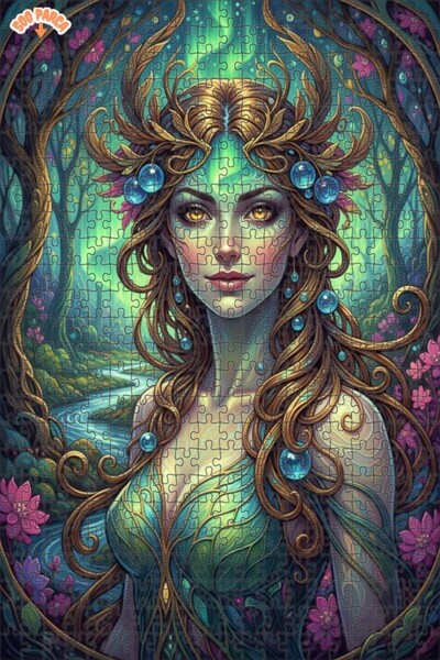 Teona Ahşap لغز خشبي بإطار مزدوج الطبقات بمظهر لوحة زيتية لجنية الغابة 500 قط...