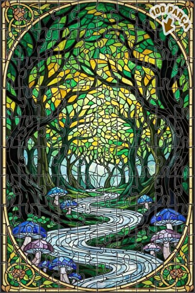 Teona Ahşap لغز خشبي مؤطر بطبقتين بتصميم فن الفسيفساء لجسر الغابة الغامضة 100...