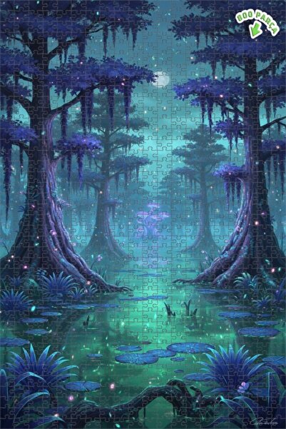 Teona Ahşap لغز فني بمنظر غابة سحرية على شاطئ البحر، لوحة زيتية، 800 قطعة، 70×50