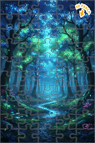 Teona Ahşap لغز خشبي مؤطر بطبقتين بمظهر فني مائي يشبه الغابة الغامضة 50 قطعة ...