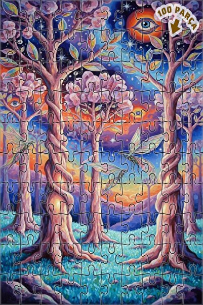 Teona Ahşap لغز خشبي بتصميم عين الغابة السحرية بمظهر الألوان المائية، لغز خشب...