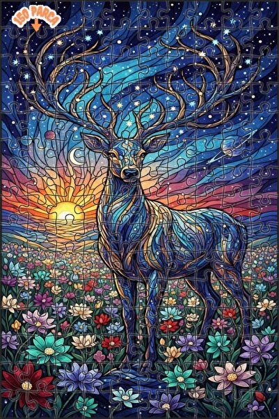 Teona Ahşap لغز خشبي فني من فسيفساء الغزلان الفخمة، لغز خشبي بإطار مزدوج الطب...