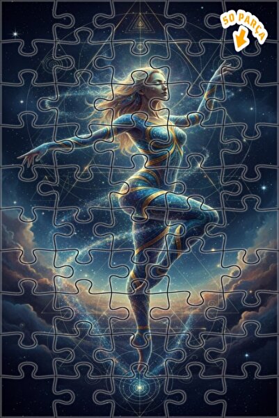 Teona Ahşap لغز خشبي بإطار مزدوج الطبقات بمظهر راقص فضائي 50 قطعة 15×25