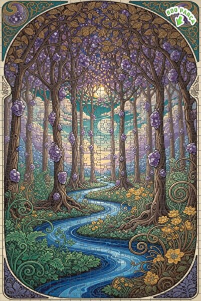 Teona Ahşap لغز خشبي بتصميم غابة كريستالية سحرية بمظهر مائي 800 قطعة 70×50