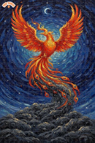 Teona Ahşap لغز خشبي بإطار مزدوج الطبقات بمظهر لوحة زيتية لطائر العنقاء المتو...