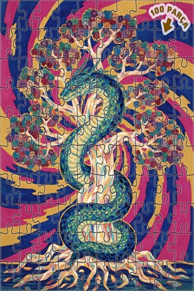 Teona Ahşap لغز خشبي بإطار مزدوج الطبقات من ديزاين دراغون تري آرت 100 قطعة 25x25