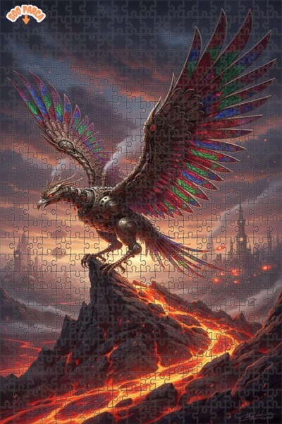 Teona Ahşap Mechanical Phoenix Steampunk Art Double Deck Framed Wooden Puzzle...