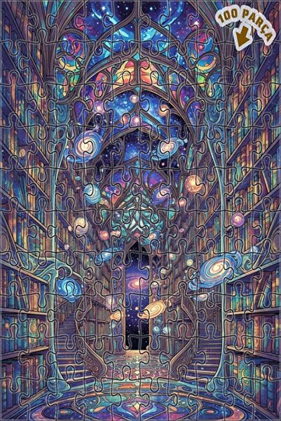 Teona Ahşap لغز فني بمظهر لوحة زيتية للمكتبة الفلكية 100 قطعة 25×25